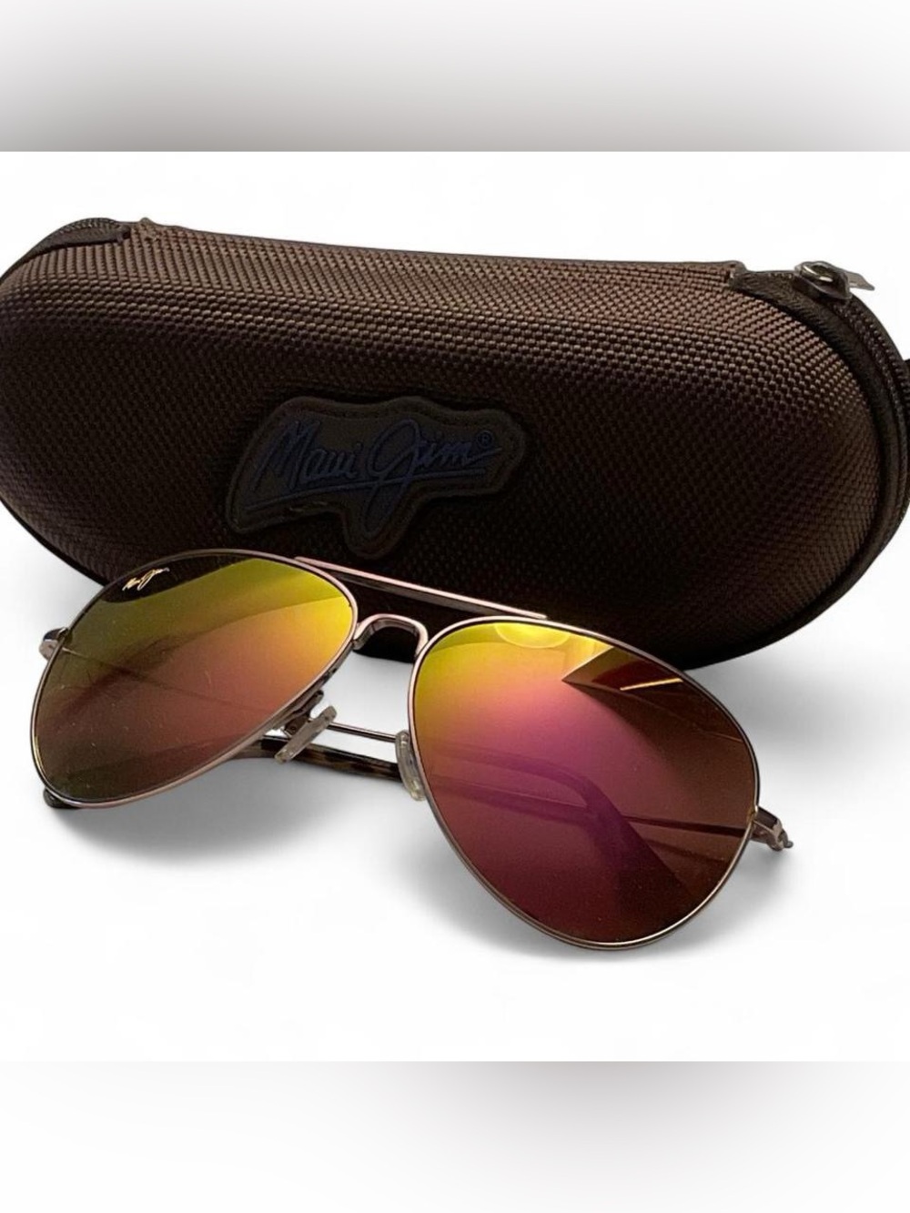 NWT Maui Jim Pink Gradient Aviator Sunglasses with Case
